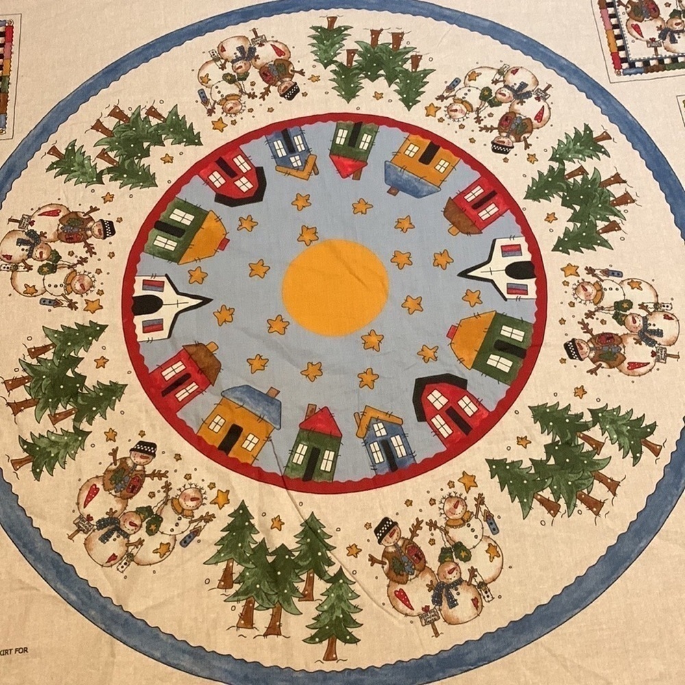 Vintage Let It Snow Christmas tree skirt Sewing panel / fabric - Picture 4 of 8